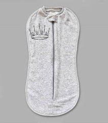 Пелюшка-кокон на блискавці BabyStarTex, футер, сірий/корона, Унісекс, 56