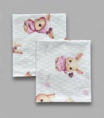 Пелюшка польська бавовна BabyStarTex, 80x90 см, кролики в рожевому одязі, Дівчинка, 90х80