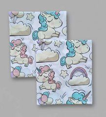 Пелюшка польська бавовна BabyStarTex, 80x90 см, біла/єдинороги на хмарці, Дівчинка, 90х80
