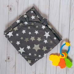 Полотенце-пеленка уголок после купания младенца BabyStarTex, 85х85 см, серая белые звезды