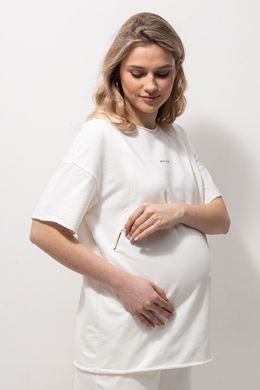 Трендовый костюм футболка и шорты для беременных и кормящих Mikaela Yulla mama, молоко, S