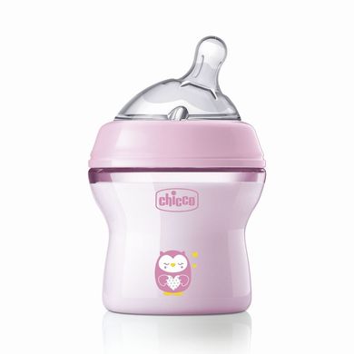 Пляшка для годування пластикова Chicco Natural Feeling Color 150 мл 0 м+, Дівчинка, Рожевий, 150мл