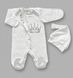 Комбинезон и шапочка Babystartex, футер, молочный/серая корона, Унисекс, 56