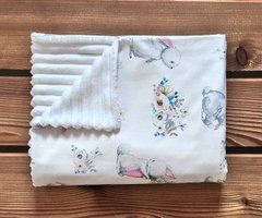 Плед дитячий з плюшу Babystartex, білий/кролики хлопчик та дівчинка, Унісекс, 100*80, без утеплювача