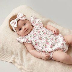 Боді + пов'язка для дівчинки Babystartex, муслін, квіточки, Дівчинка, 56-62