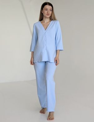 Пижама для беременных и кормящих (голубой), капитон, 42-44