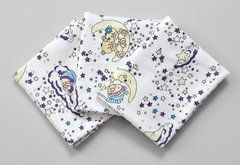 Пеленка фланель/байка для новорожденных BabyStarTex, белая/мишка на месяце, Унисекс, 110х90