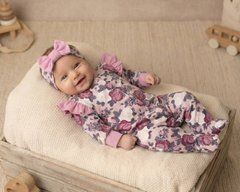 Комплект для девочки комбинезон и повязка Роза BabyStarTex, с розовыми крылышками, кулир пенье, Девочка, 62