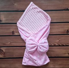 Конверт-плед для новороженных из польского хлопка и мягкого плюша(без утеплителя),розовый/розовый короны, 90х80