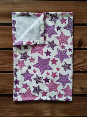 Пеленка непромокаемая из фланели BabyStarTex, белая/розовые звезды в узорчик, Девочка, 50х70 см