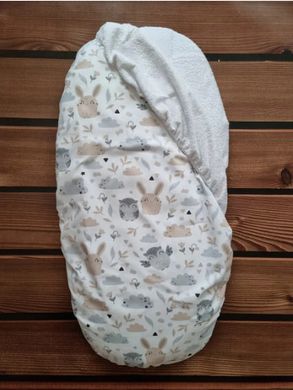 Наматрасник непромокаемый в коляску BabyStarTex, 35х75см, белая/сова и заяц, Унисекс, для коляски