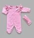 Комплект однотонный для девочки комбинезон и повязка BabyStarTex, кулир, розовый, Девочка, 56