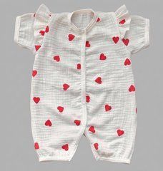 Муслиновый песочник для девочки Babystartex, муслин, молочный/красные сердца, Девочка, 56