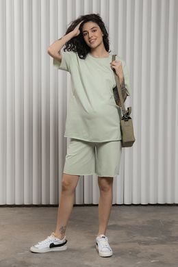 Трендовый костюм футболка и шорты для беременных и кормящих Mikaela Yulla mama, светлая оливка, S