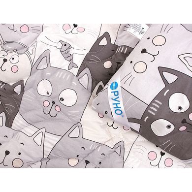 Тепла дитяча ковдра вовняна 140х105 Руно, Grey Cat, зима, Унісекс