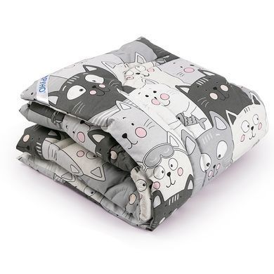 Тепла дитяча ковдра вовняна 140х105 Руно, Grey Cat, зима, Унісекс