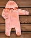 Комбінезон на блискавці з капюшоном BabyStarTex, рожево-персіковий, тринитка на флісі, Дівчинка, 68-74