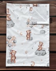 Пеленка непромокаемая из польского хлопка BabyStarTex, белая/мишка на облачке с шариками, Унисекс, 50х70 см