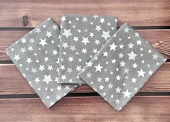 Пеленка фланель/байка BabyStarTex, серая/белые звезды, Унисекс, 110х90