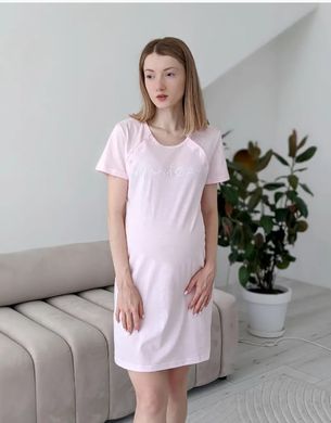 Сорочка для вагітних та годуючих MOMDAY (пастельний рожевий), кулір, 46-48