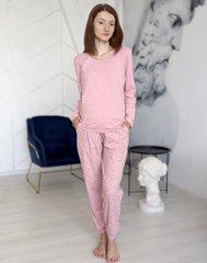 Комплект пижама штаны и лонгслив Капельки (розовый), стрейч-кулир, 50-52