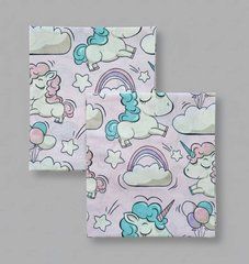 Пелюшка польська бавовна BabyStarTex, 80x90 см, рожева/єдинороги на хмаринці, Дівчинка, 90х80