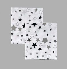 Пеленка польский хлопок BabyStarTex, 80x90 см, белая/серые и белые звезды, Унисекс, 90х80