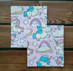 Пелюшка польська бавовна BabyStarTex, 80x90 см, рожева/єдинороги на хмаринці, Дівчинка, 90х80