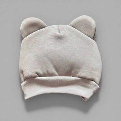 Тепла шапочка з вушками Babystartex, тринітка на флісі, коричнева, Унісекс, Коричневий