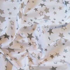 Пеленка польский хлопок BabyStarTex, 80x90 см, белая/серые и белые звезды