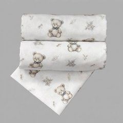 Пеленка фланель/байка Турция BabyStarTex 100*80, белая/мишки с бантиками, Унисекс, 100*80