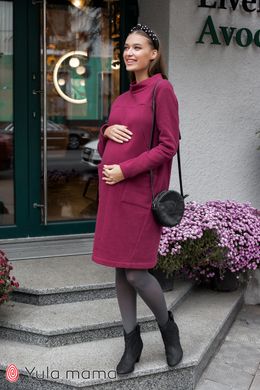Трендовое теплое платье для беременных и кормящих ALLIX Yula Mamma, вишневое, S