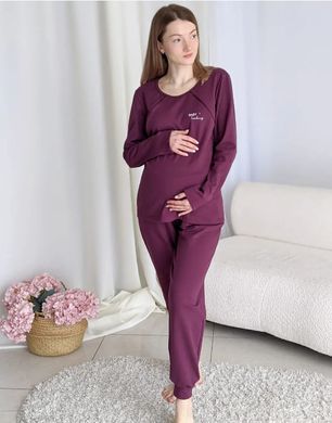 Тепла піжама для вагітних BABY LOADING (сливовий), 42-44