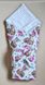Теплий конверт-плед зі знімним синтепоном та бантом BabyStarTex, білий плюш/оленя і мама в троянди, Дівчинка, 90х80
