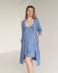Комплект халат и сорочка для кормления (пыльный голубой), кулир, 46-48