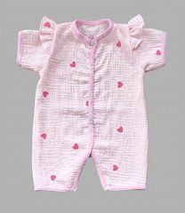 Муслиновый песочник для девочки Babystartex, муслин, розовый/сердечки, Девочка, 56
