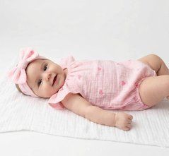 Боди + повязка для девочки Babystartex, муслин, розовое/сердечки, Девочка, 68-74