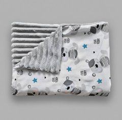 Плед дитячий з плюшу Babystartex, сірий/ведмедики Cute Teddy сірі, Хлопчик, 100*80, без утеплювача