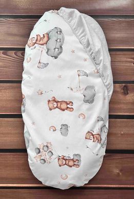 Наматрасник непромокаемый в коляску BabyStarTex, 35х75см, белая/мишка на облаке с шариками, Унисекс, для коляски