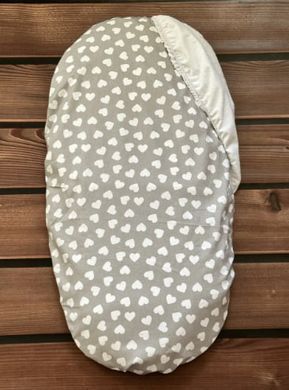 Наматрасник непромокаемый в коляску BabyStarTex, 35х75см, серый/сердечки белые мелкие, Унисекс, для коляски