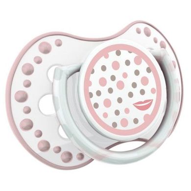 Пустышка силиконовая динамичная Retro baby Lovi, 1уп/2шт, 0-3 мес, Девочка, Розовый, Симметричная
