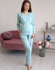 Комплект пижама штаны и лонгслив Капельки (мятный), стрейч-кулир, 54-56