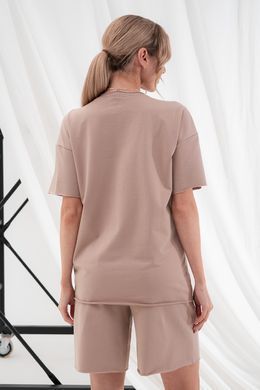 Трендовый костюм футболка и шорты для беременных и кормящих Mikaela Yulla mama, капучино, S