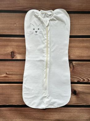 Кокон на блискавці зростаючий BabystarTex, кулір, Унісекс, молочний/мордочка котика, 0-6 мес