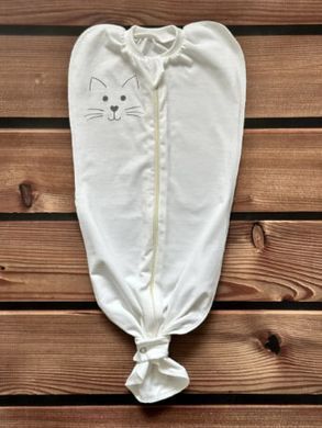 Кокон на блискавці зростаючий BabystarTex, кулір, Унісекс, молочний/мордочка котика, 0-6 мес