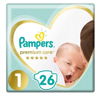 Підгузки Pampers Premium Care 1 (2-5 кг), 1уп/26шт, 1, 26 шт, 2-5 кг