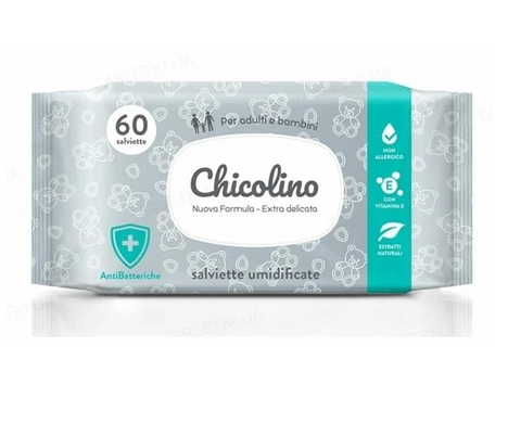 Антибактериальные влажные салфетки Chicolino, 1уп/60шт, 60 шт