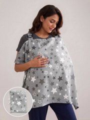 Милк снуд накидка для кормления BabyStarTex, серый/звездочки, 90*70