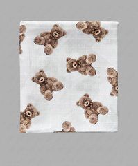 Пелюшка муслінова 2 шари BabyStarTex, 80x90 см, коричневі ведмедики, Хлопчик, 90х80