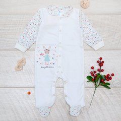 Комбінезон з воротом та манжет з відворотом Mon amour Minikin, інтерлок, Дівчинка, молочний, 56
